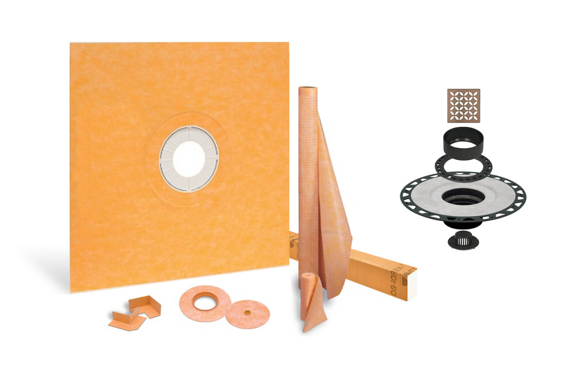 All-in-one Waterproof Shower Kit with 38"x38" Center Tray, 2" Flange and 4 " Drain Cover