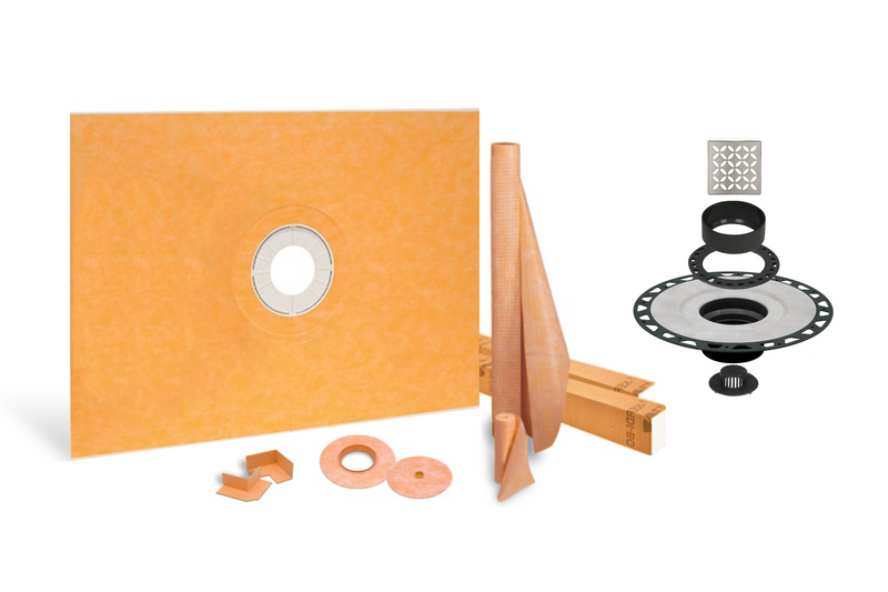 All-in-one Waterproof Shower Kit with 48"x60" Center Tray, 2" Flange and 4 " Drain Cover