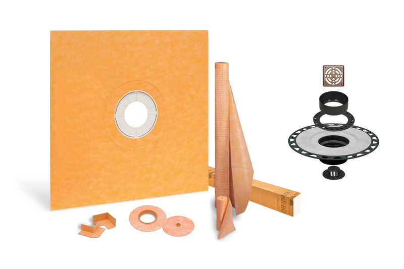 All-in-one Waterproof Shower Kit with 38"x38" Center Tray, 2" Flange and 4 " Drain Cover