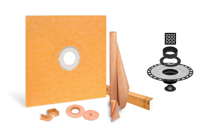 All-in-one Waterproof Shower Kit with 48"x48" Center Tray, 2" Flange and 4 " Drain Cover