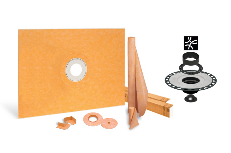 All-in-one Waterproof Shower Kit with 48"x60" Center Tray, 2" Flange and 4 " Drain Cover