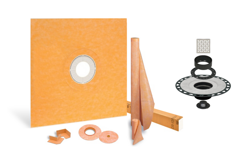 All-in-one Waterproof Shower Kit with 38"x38" Center Tray, 2" Flange and 4 " Drain Cover