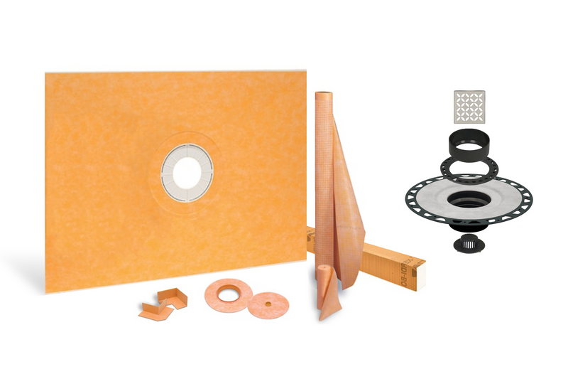 All-in-one Waterproof Shower Kit with 36"x48" Center Tray, 2" Flange and 4" Drain Cover