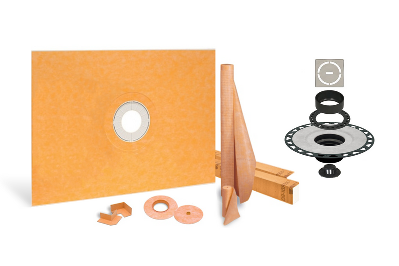 All-in-one Waterproof Shower Kit with 48"x60" Center Tray, 2" Flange and 4 " Drain Cover