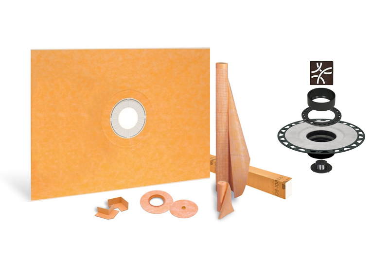 All-in-one Waterproof Shower Kit with 36"x48" Center Tray, 2" Flange and 4" Drain Cover