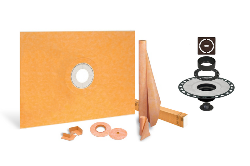 All-in-one Waterproof Shower Kit with 36"x48" Center Tray, 2" Flange and 4" Drain Cover