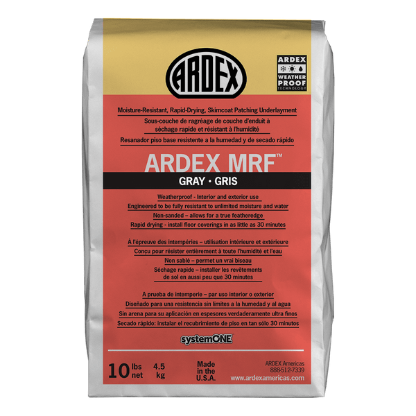 Ardex MRF Water Resistant Rapid-Drying, Cement Based Skimcoat Patching Flooring Underlayment 10 Lb Bag for Ceramic Tile and Natural Stone Tile, Weatherproof Technology for Both Indoor and Outdoor Use
