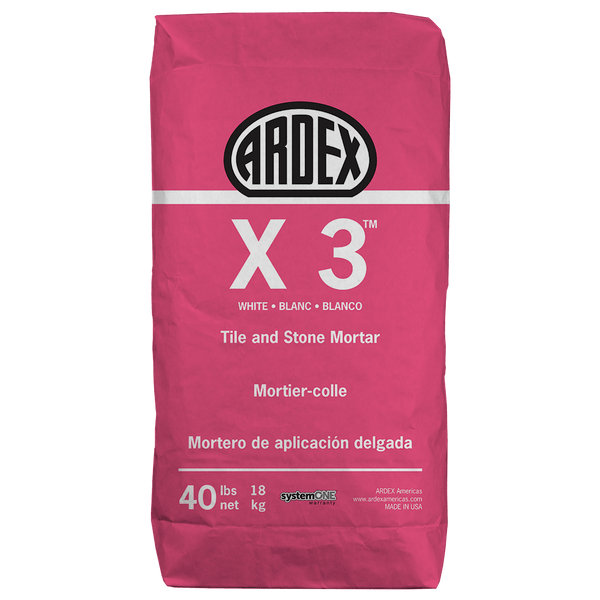 ARDEX X 3 Tile and Stone Mortar, 40 Lbs, Polymer-Modified Thin-Set Mortar for Porcelain, Ceramic and Natural Stone Tile, 12528