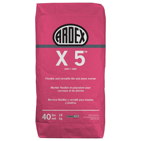 Ardex X 5 Flexible Tile & Stone Thin-Set Mortar, 40 Lb Bag, Gray