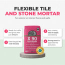 ARDEX X 90 Outdoor MicroteC3, Rapid-Set, Cement-Based Flexible Thinset Mortar, Freeze Thaw Resistant Flooring Underlayment for Stone, Ceramic Tile for Exterior Applications - 40 lb (18 kg) Bag, White (37480)