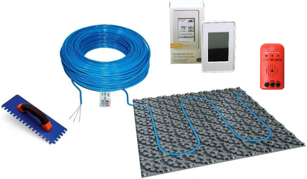 ARDEX FLEXBONE Heat Radiant Floor Heating Kit (120 V)- Includes Membrane, Heat Cable, Programmable Thermostat UH 931, Electric Floor Heating System with Safe Installation Tools