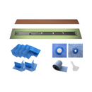 Profilitec Showertec Shower Drain Kit w/ Offset Outlet - Bonding Flange Channel Body, Grate Cover, Waterproofing Band, and Putty Knife