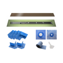 Profilitec Showertec Shower Drain Kit w/ Offset Outlet - Bonding Flange Channel Body, Grate Cover, Waterproofing Band, and Putty Knife