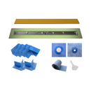 Profilitec Showertec Shower Drain Kit w/ Center Outlet - Bonding Flange Channel Body, Grate Cover, Waterproofing Band, and Putty Knife