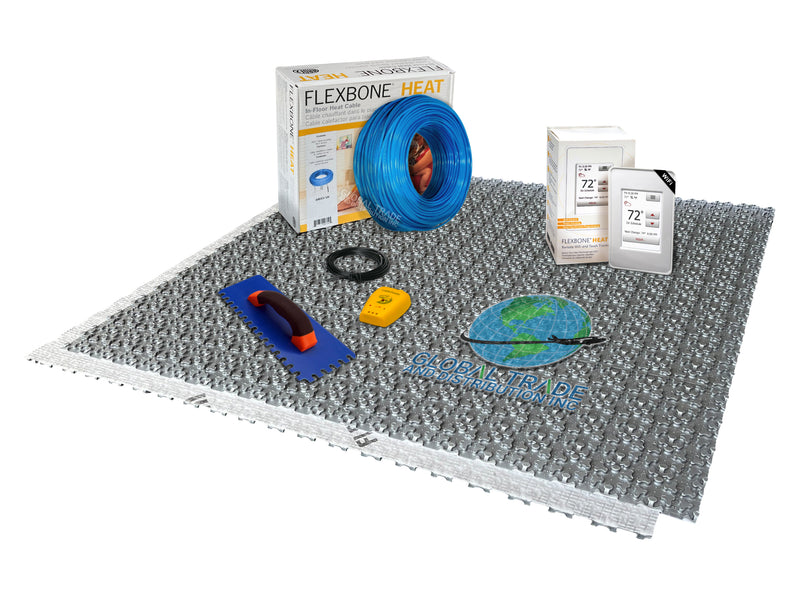 ARDEX FLEXBONE Heat Radiant Floor Heating Kit with Membrane, Heat Cable, Thermostat, Electric Floor Heating System with Safe Installation Tools