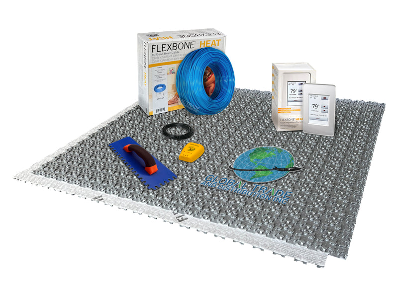 ARDEX FLEXBONE Heat Radiant Floor Heating Kit with Membrane, Heat Cable, Thermostat, Electric Floor Heating System with Safe Installation Tools