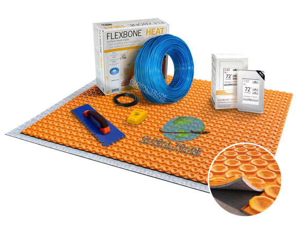 Ardex Flexbone Electric Radiant Floor Heating Kit with DUO Membrane, Heat Cable, Thermostat, and Safe Installation Tools