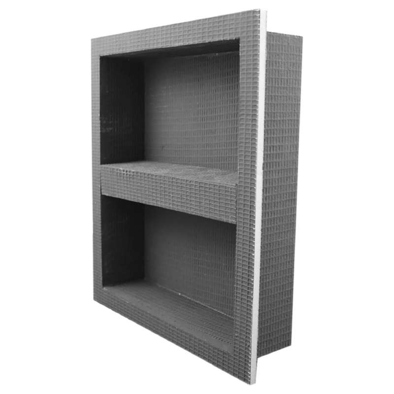 Bardalas Prefabricated Vapor-Resistant Lightweight XPS Foam Waterproof Shower Niche, with Alkali Resistant Fiberglass Mesh, Adjustable Shower Shelf, for Tiled Shower Surrounds (16 Inch x 16 Inch)
