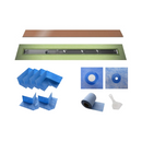 Profilitec Showertec Shower Drain Kit w/ Offset Outlet - Bonding Flange Channel Body, Grate Cover, Waterproofing Band, and Putty Knife