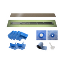 Profilitec Showertec Shower Drain Kit w/ Offset Outlet - Bonding Flange Channel Body, Grate Cover, Waterproofing Band, and Putty Knife