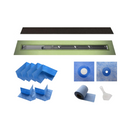 Profilitec Showertec Shower Drain Kit w/ Offset Outlet - Bonding Flange Channel Body, Grate Cover, Waterproofing Band, and Putty Knife