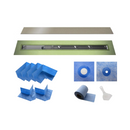 Profilitec Showertec Shower Drain Kit w/ Offset Outlet - Bonding Flange Channel Body, Grate Cover, Waterproofing Band, and Putty Knife