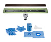 Profilitec Showertec Linear Shower Drain Kit with Center Outlet Bonding Flange Channel Body, Grate Cover, Waterproofing Band, and Putty Knife