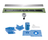 Profilitec Showertec Linear Shower Drain Kit with Center Outlet Bonding Flange Channel Body, Grate Cover, Waterproofing Band, and Putty Knife