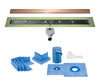 Profilitec Showertec Linear Shower Drain Kit with Center Outlet Bonding Flange Channel Body, Grate Cover, Waterproofing Band, and Putty Knife