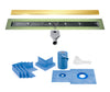 Profilitec Showertec Linear Shower Drain Kit with Center Outlet Bonding Flange Channel Body, Grate Cover, Waterproofing Band, and Putty Knife