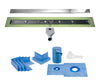 Profilitec Showertec Linear Shower Drain Kit with Center Outlet Bonding Flange Channel Body, Grate Cover, Waterproofing Band, and Putty Knife