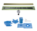 Profilitec Showertec Shower Drain Kit with Center Outlet Bonding Flange Channel Body, Grate Cover, Waterproofing Band, and Putty Knife