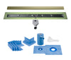 Profilitec Showertec Linear Shower Drain Kit with Center Outlet Bonding Flange Channel Body, Grate Cover, Waterproofing Band, and Putty Knife
