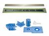 Profilitec Showertec Linear Shower Drain Kit with Center Outlet Bonding Flange Channel Body, Grate Cover, Waterproofing Band, and Putty Knife