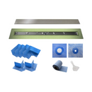 Profilitec Showertec Shower Drain Kit w/ Center Outlet - Bonding Flange Channel Body, Grate Cover, Waterproofing Band, and Putty Knife