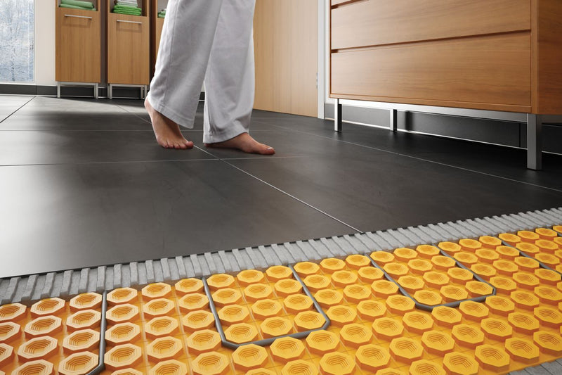 Schluter Systems DITRA Electric Radiant Floor Heating Kit with Uncoupling Membrane, WiFi Programmable Touchscreen Thermostat, Heating Cable (DHEKRTW12056)