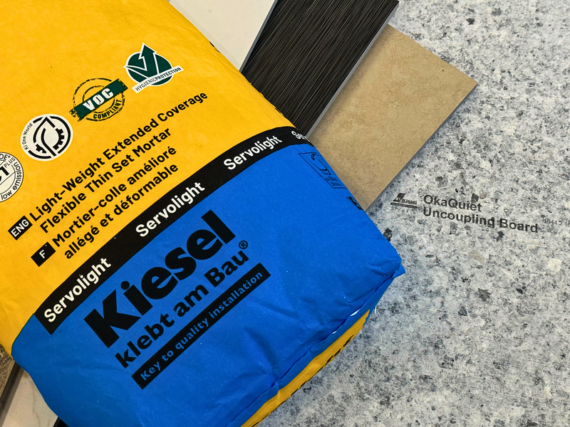 Kiesel Servolight Grey Acrylic Polymer Modified Thinset Mortar 33 lbs Bag Cement-Based Highly Flexible Self-Curring with Extended Coverage for Flooring Underlayment and Ceramic Tiles, 80010