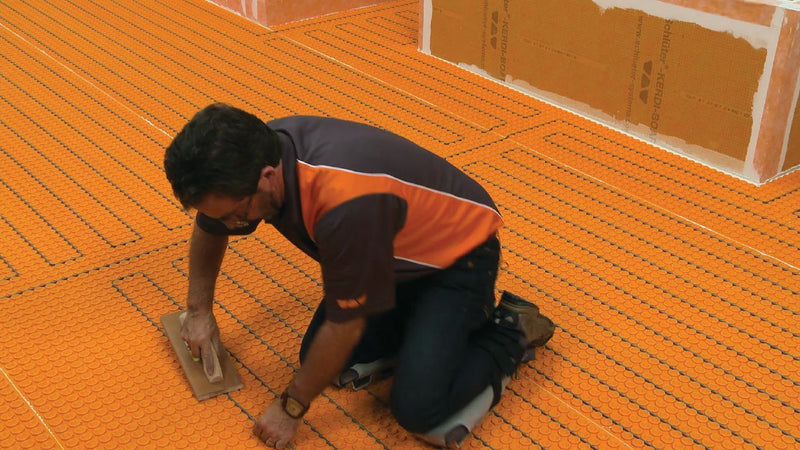 Schluter Systems DITRA Electric Radiant Floor Heating Kit with Uncoupling Membrane, WiFi Programmable Touchscreen Thermostat, Heating Cable (DHEKRTW12056)
