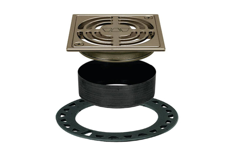 Schluter Kerdi 4 Inch Square Grate Assembly with Bonding Flange – Complete Shower Drain Kit for Tiled Showers