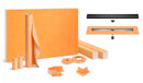 All-in-one Waterproof Linear Shower Kit with 36"x55" Off-set Tray, Drain, and Grate