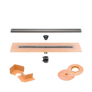 All-in-one Linear Waterproof Shower Drain Kit - Center Outlet Channel Body with Grate Assembly, Square Design, Greige, Cream, Dark Antracite, Pewter, Ivory, Bronze, or Stone Grey Finish