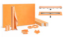 All-in-one Waterproof Linear Shower Kit with 76"x38" Off-set Tray, Drain, and Tileable Grate