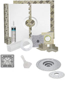 Laticrete HYDRO BAN 9243-3260-OCDK Waterproofing Offset Shower Kit 32 inch x 60 inch with 4 inch Grate, 2 inch Bonding Flange, Putty Knife, and Recessed Light