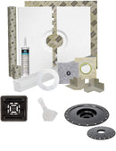 Laticrete HYDRO BAN 9243-3260-OCDK Waterproofing Offset Shower Kit 32 inch x 60 inch with 4 inch Grate, 2 inch Bonding Flange, Putty Knife, and Recessed Light