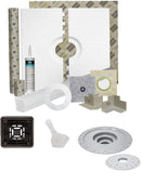 Laticrete HYDRO BAN 9243-3260-OCDK Waterproofing Offset Shower Kit 32 inch x 60 inch with 4 inch Grate, 2 inch Bonding Flange, Putty Knife, and Recessed Light