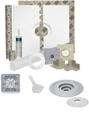 Laticrete HYDRO BAN 9243-3260-OCDK Waterproofing Offset Shower Kit 32 inch x 60 inch with 4 inch Grate, 2 inch Bonding Flange, Putty Knife, and Recessed Light