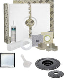 Laticrete HYDRO BAN 9243-3260-OCDK Waterproofing Offset Shower Kit 32 inch x 60 inch with 4 inch Grate, 2 inch Bonding Flange, Putty Knife, and Recessed Light