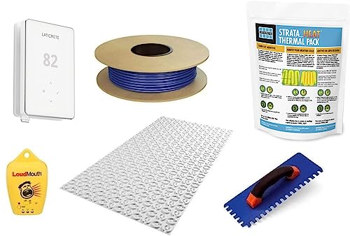 Laticrete Performance Floor Heating Kit, Includes Strata Heat WiFi Thermostat, Laticrete Strata Heat Mat, 120V Heat Cable, Safe Installation Tools, and Heat Additive
