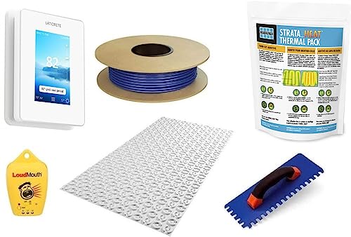 Laticrete Performance Floor Heating Kit, Includes Strata Heat Smart LCD WiFi Thermostat, Laticrete Strata Heat Mat, 120V Heat Cable, Safe Installation Tools, and Heat Additive