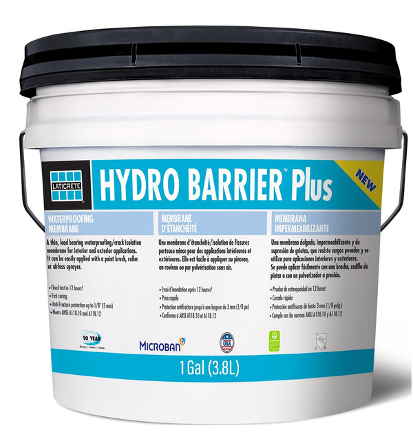 Laticrete Hydro Barrier Plus, Load Bearing, Self-Curing, Advanced, Rubber Polymer, Waterproofing, Anti-Fracture Membrane, for Interior and Exterior Applications, Flooring Underlayment - 1 Gal